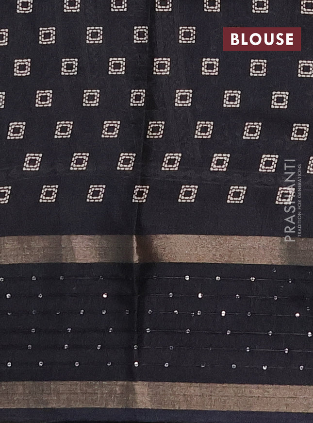 Semi dola saree black with allover warli prints and zari woven sequin work border