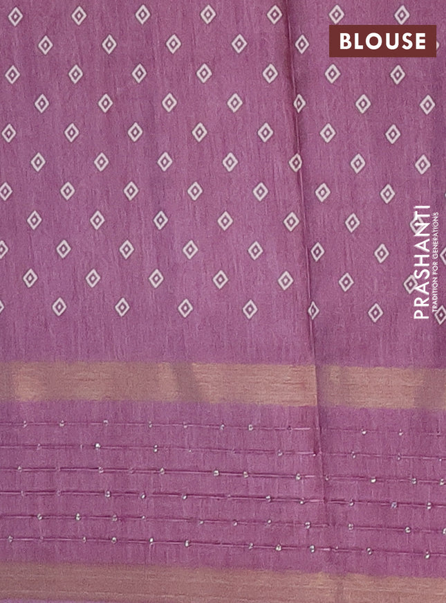 Semi dola saree pastel wine shade with allover warli prints and zari woven sequin work border