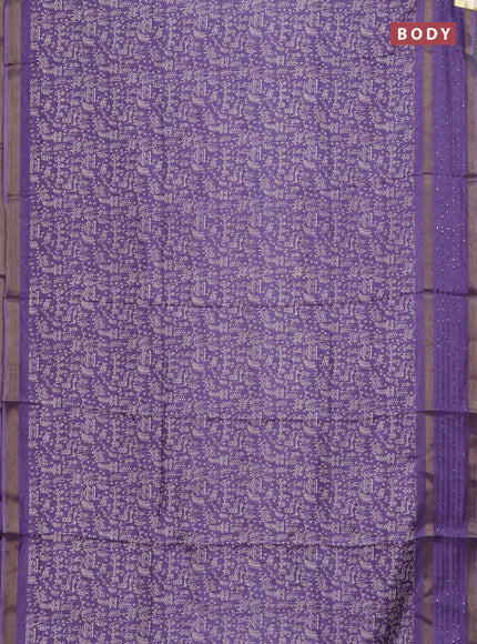 Semi dola saree lavender with allover warli prints and zari woven sequin work border