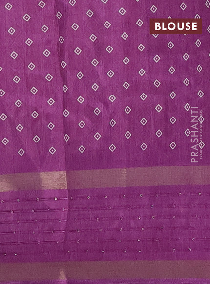 Semi dola saree purple with allover warli prints and zari woven sequin work border