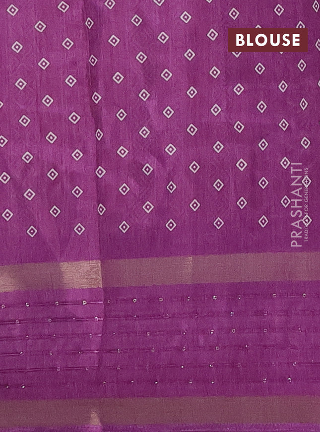 Semi dola saree purple with allover warli prints and zari woven sequin work border
