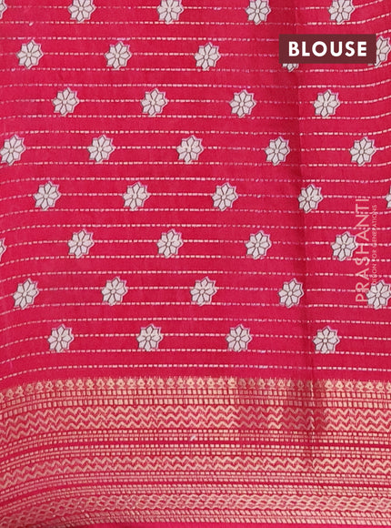 Semi dola saree cream and pink with allover zari weaves & kalamkari prints and zari woven border