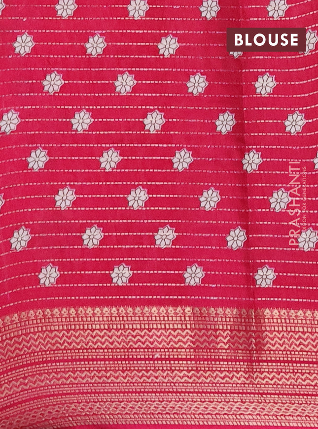 Semi dola saree cream and pink with allover zari weaves & kalamkari prints and zari woven border