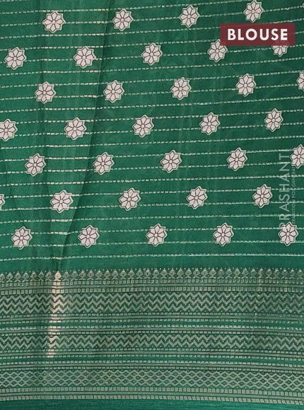 Semi dola saree cream and green with allover zari weaves & kalamkari prints and zari woven border