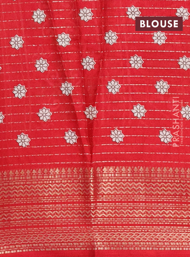 Semi dola saree cream and maroon with allover zari weaves & kalamkari prints and zari woven border