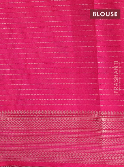 Semi dola saree cs blue and pink with allover zari weaves & floral prints and zari woven border