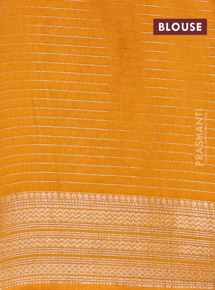 Semi dola saree violet and mustard yellow with allover zari weaves & floral prints and zari woven border