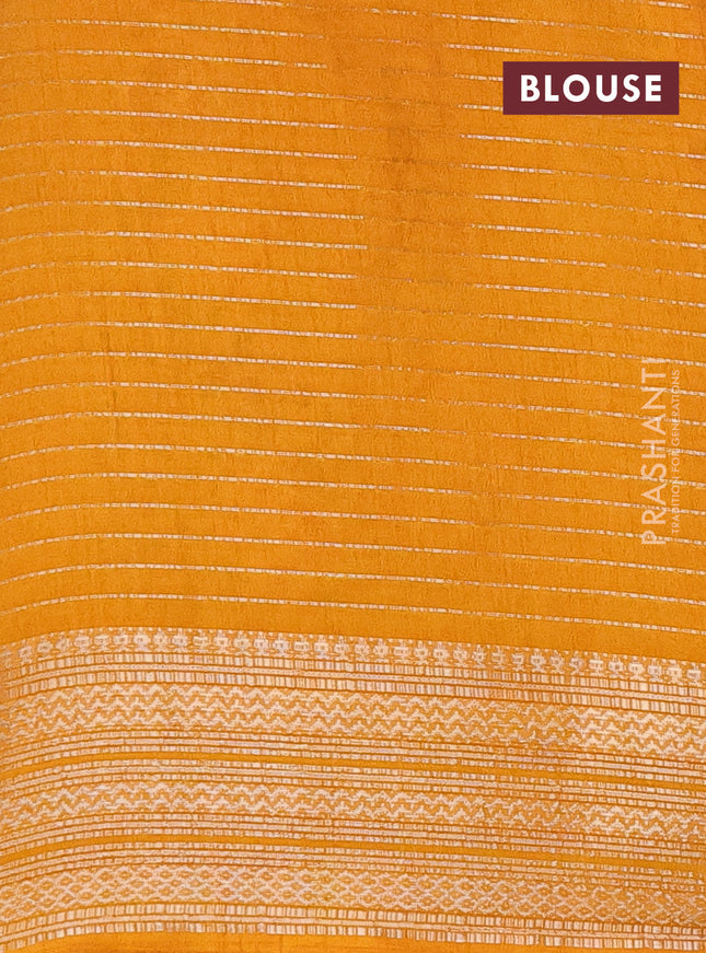 Semi dola saree violet and mustard yellow with allover zari weaves & floral prints and zari woven border