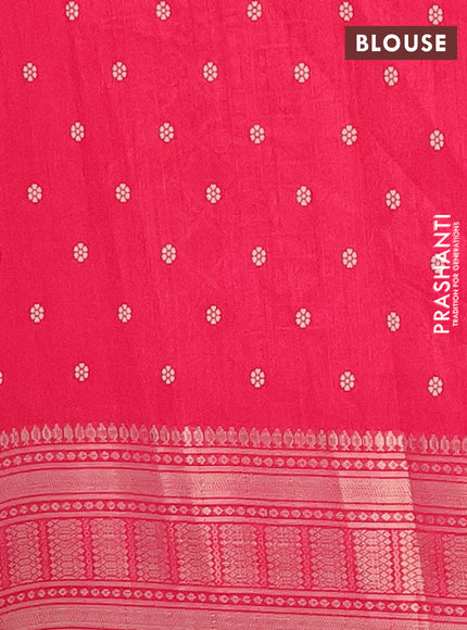 Semi dola saree pink with allover prints and zari woven border