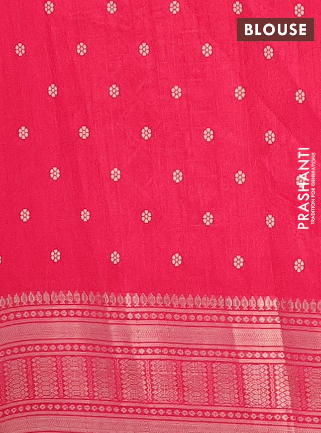 Semi dola saree pink with allover prints and zari woven border
