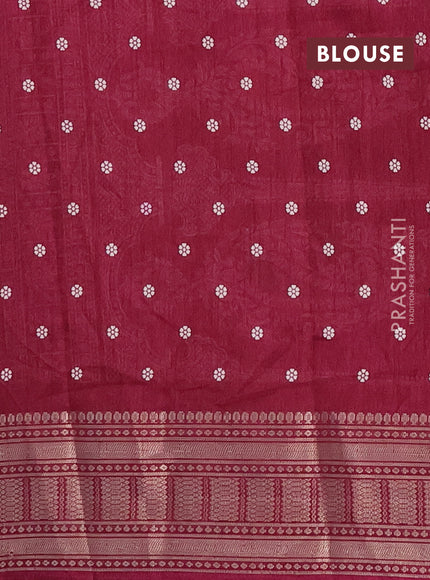 Semi dola saree wine shade with allover prints and zari woven border