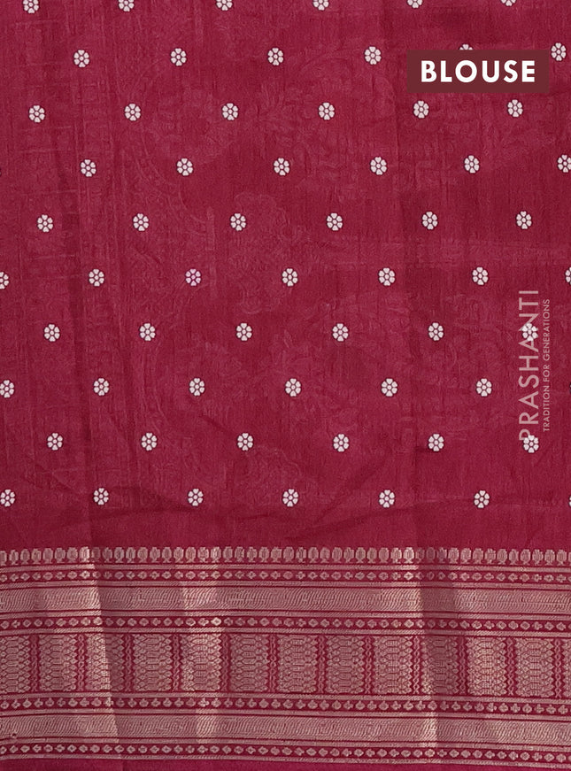 Semi dola saree wine shade with allover prints and zari woven border