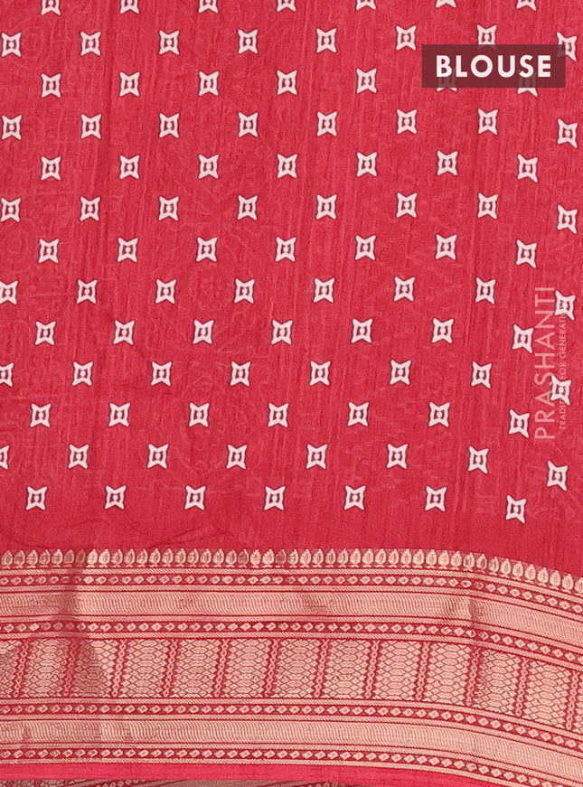 Semi dola saree maroon with allover zig zag prints and zari woven border