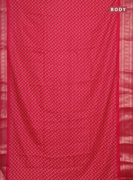 Semi dola saree pink with allover zig zag prints and zari woven border