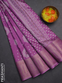 Semi dola saree lotus pink with butta prints and zari woven border