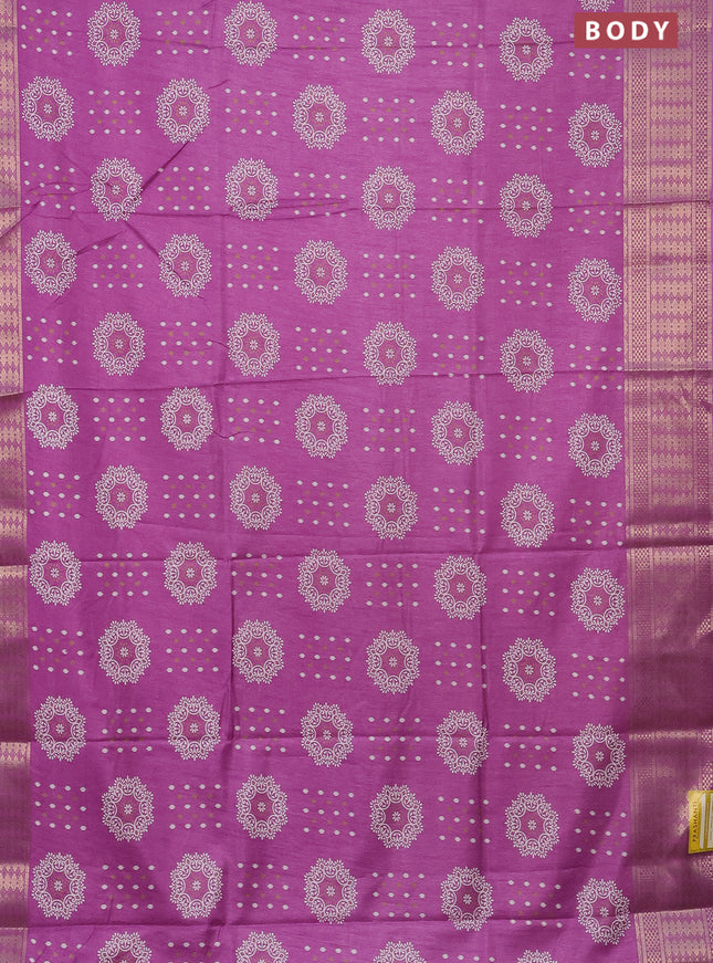 Semi dola saree lotus pink with butta prints and zari woven border