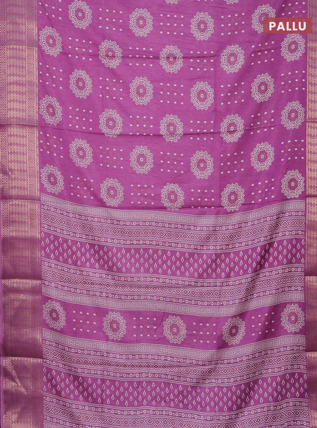 Semi dola saree lotus pink with butta prints and zari woven border