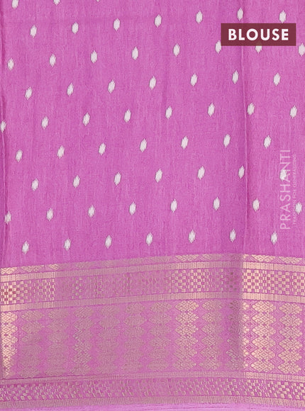 Semi dola saree lotus pink with butta prints and zari woven border