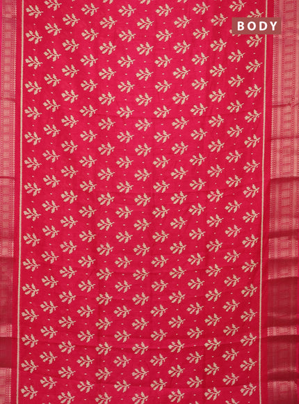 Semi dola saree pink with allover ikat butta prints and zari woven border