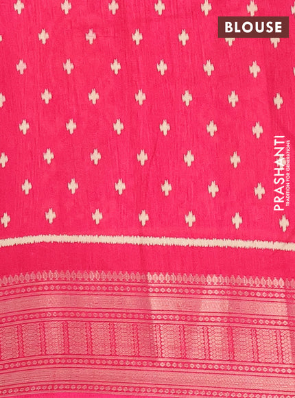 Semi dola saree pink with allover ikat butta prints and zari woven border
