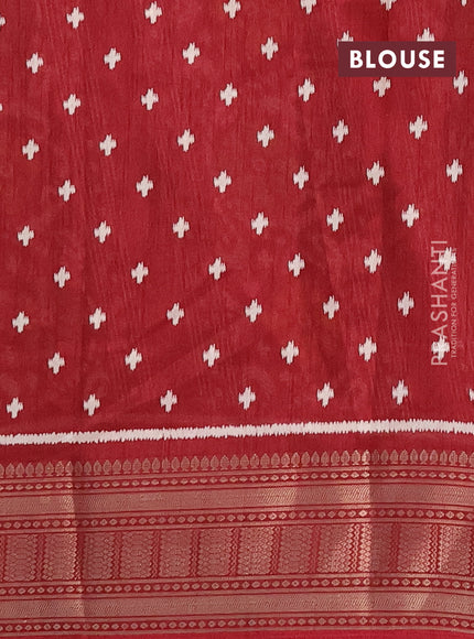 Semi dola saree maroon with allover ikat butta prints and zari woven border