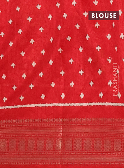 Semi dola saree red with allover ikat butta prints and zari woven border