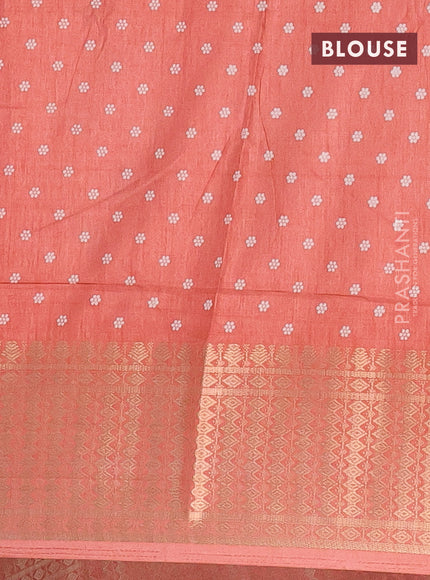 Semi dola saree peach shade with allover prints and zari woven border