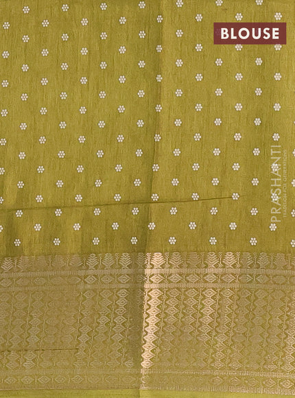 Semi dola saree mehendi green with allover prints and zari woven border