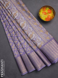 Semi dola saree lavender with allover prints and zari woven border