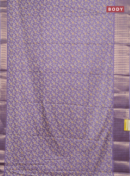 Semi dola saree lavender with allover prints and zari woven border