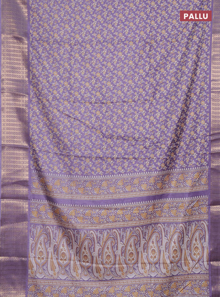 Semi dola saree lavender with allover prints and zari woven border