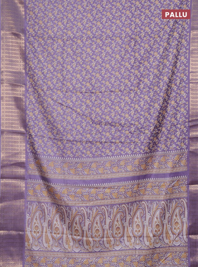 Semi dola saree lavender with allover prints and zari woven border