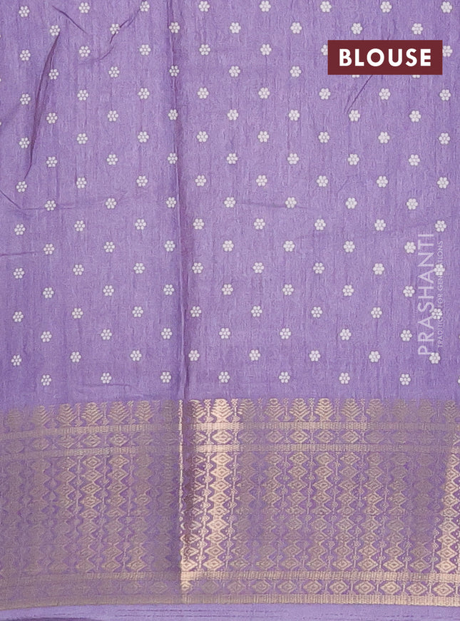 Semi dola saree lavender with allover prints and zari woven border