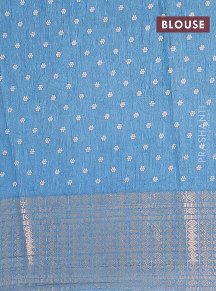 Semi dola saree cs blue with allover prints and zari woven border