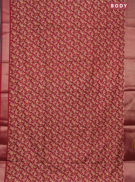 Semi dola saree maroon with allover prints and zari woven border