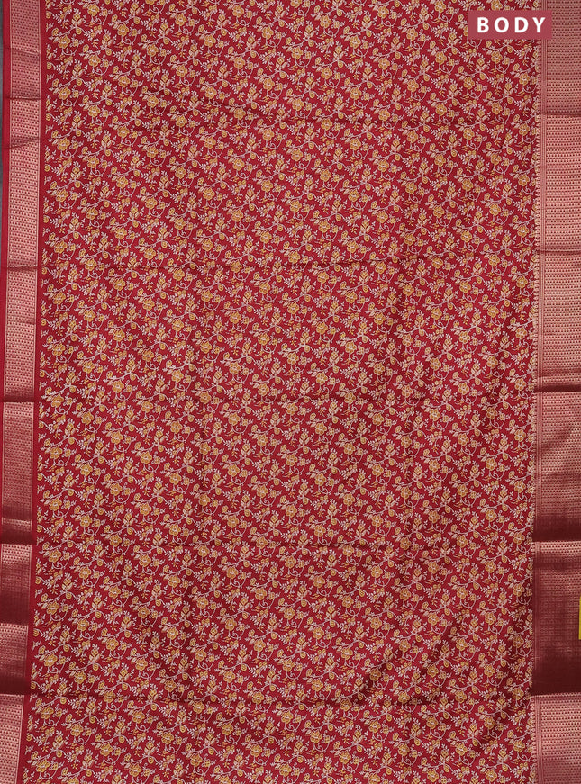 Semi dola saree maroon with allover prints and zari woven border