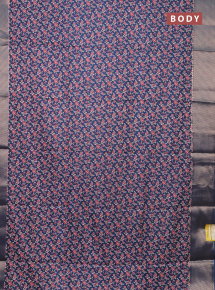 Semi dola saree peacock blue with allover prints and zari woven border