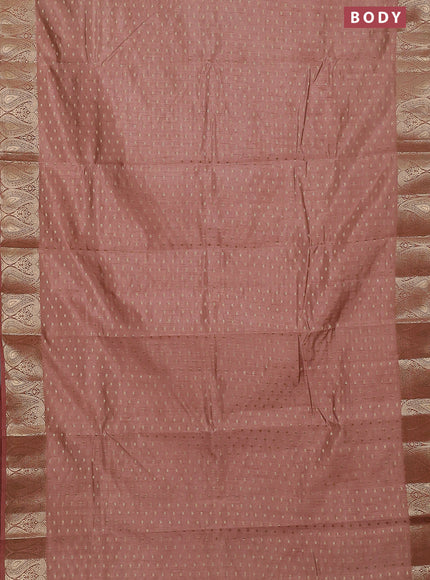 Semi raw silk saree pastel peach with allover zari woven 1000 buttas and paisley zari woven border