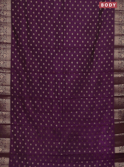 Semi raw silk saree violet with allover zari woven 1000 buttas and zari woven border