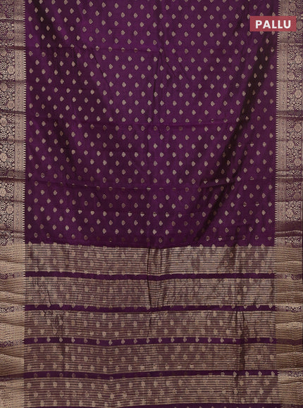 Semi raw silk saree violet with allover zari woven 1000 buttas and zari woven border