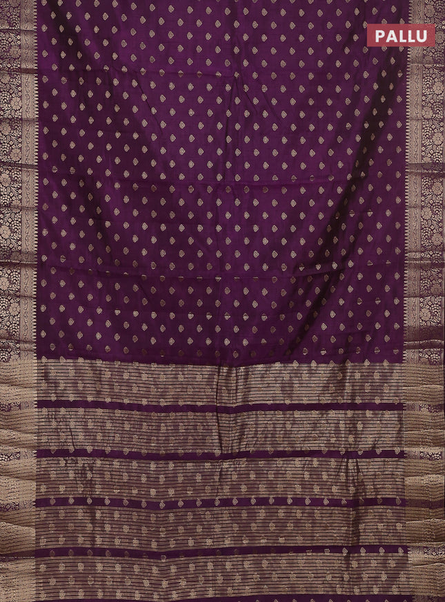 Semi raw silk saree violet with allover zari woven 1000 buttas and zari woven border