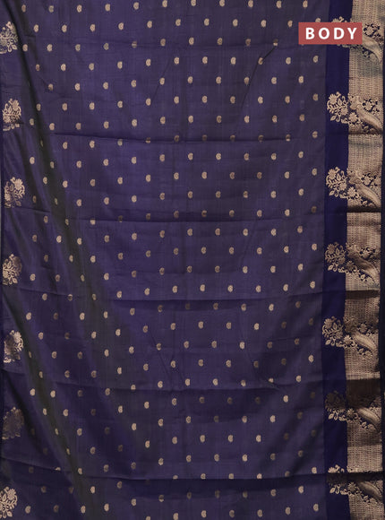 Semi raw silk saree navy blue with allover zari woven 1000 buttas and zari woven border