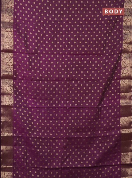 Semi raw silk saree violet with allover zari woven 1000 buttas and zari woven border