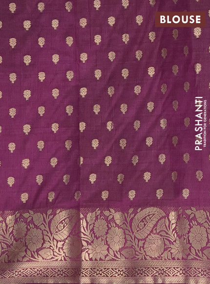 Semi raw silk saree violet with allover zari woven 1000 buttas and zari woven border