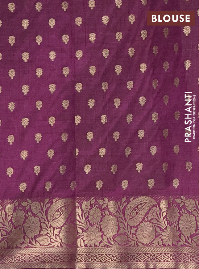 Semi raw silk saree violet with allover zari woven 1000 buttas and zari woven border