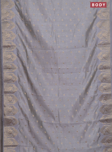 Semi raw silk saree grey with allover zari woven 1000 buttas and zari woven border
