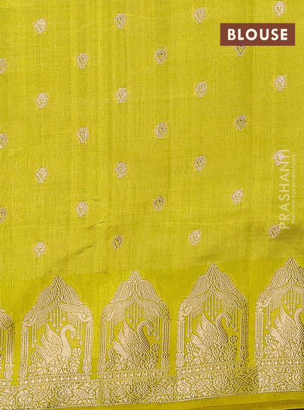 Semi raw silk saree lime green with allover zari woven 1000 buttas and zari woven border