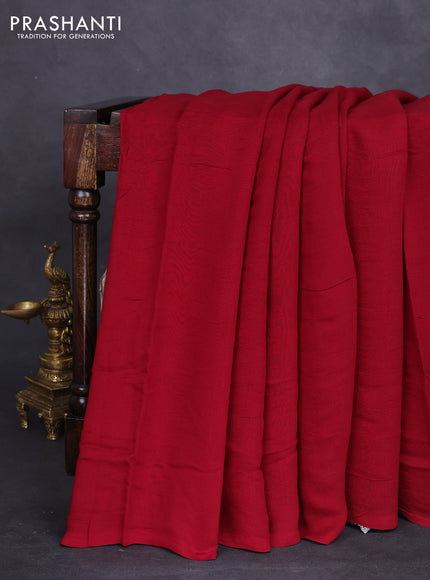 Modal silk saree maroon and peacock blue with plain body and ajrakh printed pallu & blouse