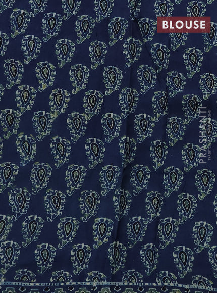 Modal silk saree indigo blue and black with allover ajrakh prints and printed border