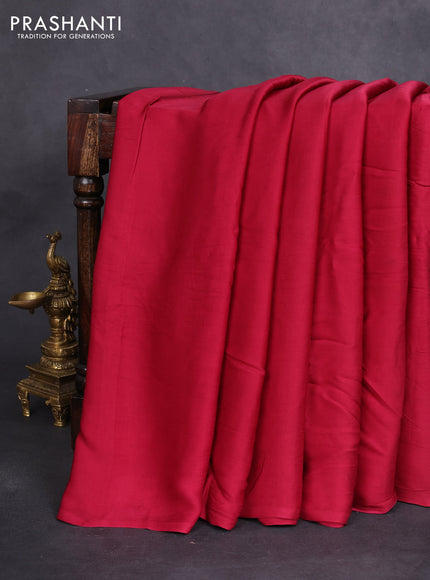 Modal silk saree maroon and black with plain body and ajrakh printed pallu & blouse